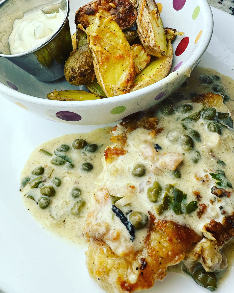 Cod Piccata & Air Fried Fingerling Potatoes (Fish&Chips)