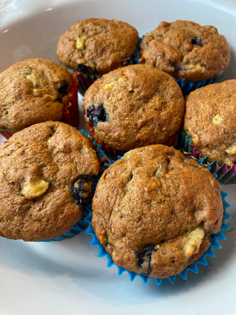 Paleo Blueberry Banana muffins w vegan option